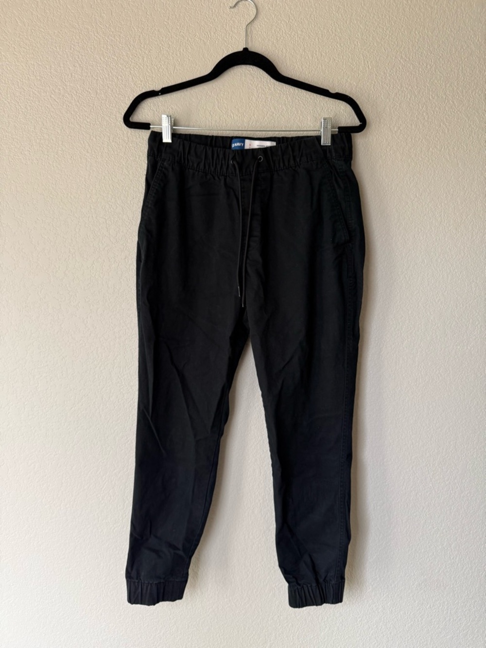 Cotton Black Drawstring Jogger Pants